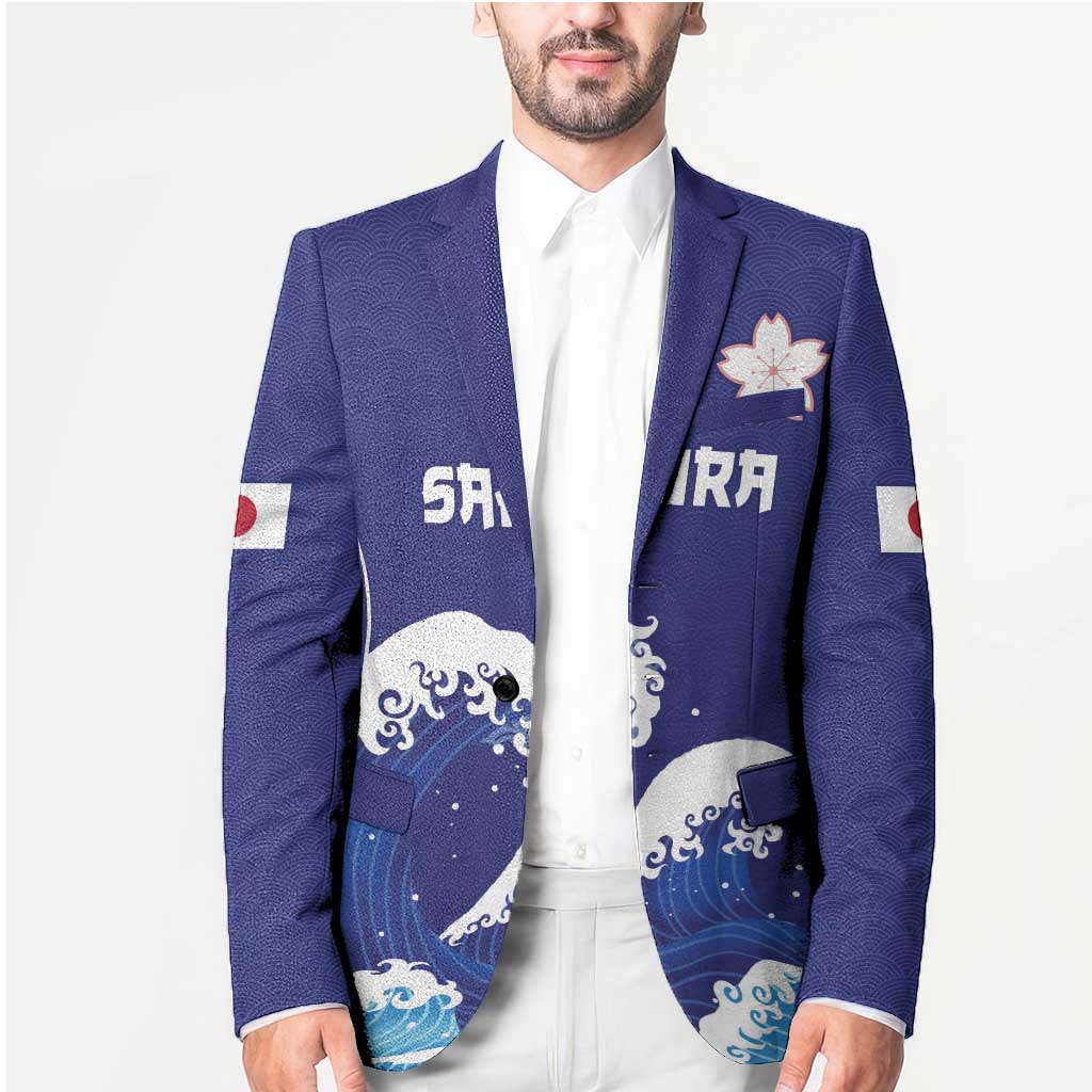 Japan Pacific Rugby Custom Blazer Go Sakura Japanese Wave Pattern - Polynesian Pride