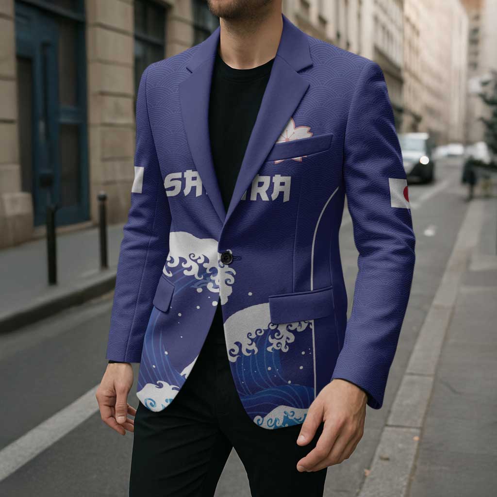 Japan Pacific Rugby Custom Blazer Go Sakura Japanese Wave Pattern - Polynesian Pride