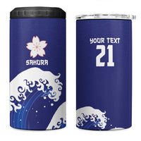 Japan Pacific Rugby Custom 4 in 1 Can Cooler Tumbler Go Sakura Japanese Wave Pattern
