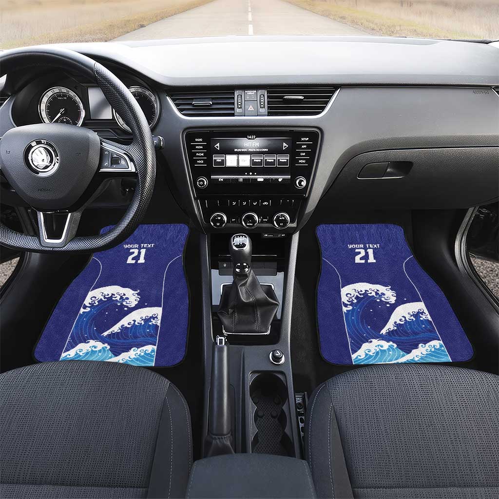 Japan Pacific Rugby Custom Car Mats Go Sakura Japanese Wave Pattern