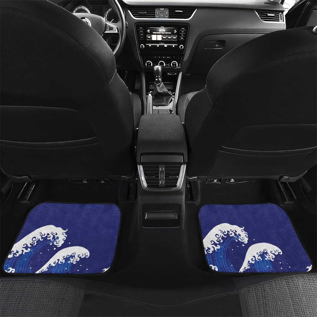 Japan Pacific Rugby Custom Car Mats Go Sakura Japanese Wave Pattern