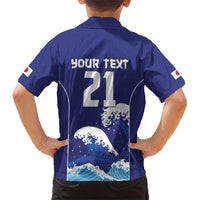 Japan Pacific Rugby Custom Family Matching Short Sleeve Bodycon Dress and Hawaiian Shirt Go Sakura Japanese Wave Pattern