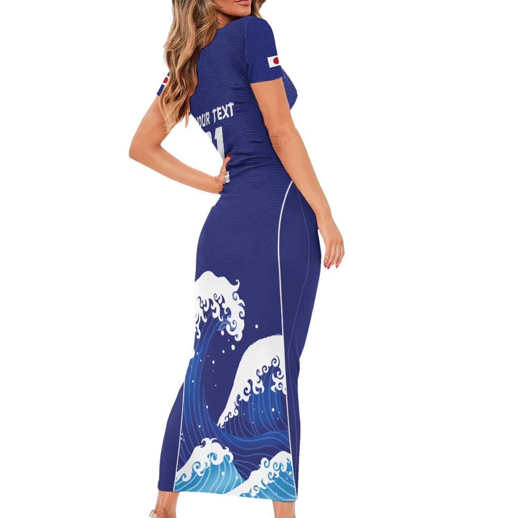 Japan Pacific Rugby Custom Family Matching Short Sleeve Bodycon Dress and Hawaiian Shirt Go Sakura Japanese Wave Pattern