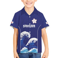 Japan Pacific Rugby Custom Family Matching Short Sleeve Bodycon Dress and Hawaiian Shirt Go Sakura Japanese Wave Pattern