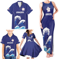Japan Pacific Rugby Custom Family Matching Tank Maxi Dress and Hawaiian Shirt Go Sakura Japanese Wave Pattern