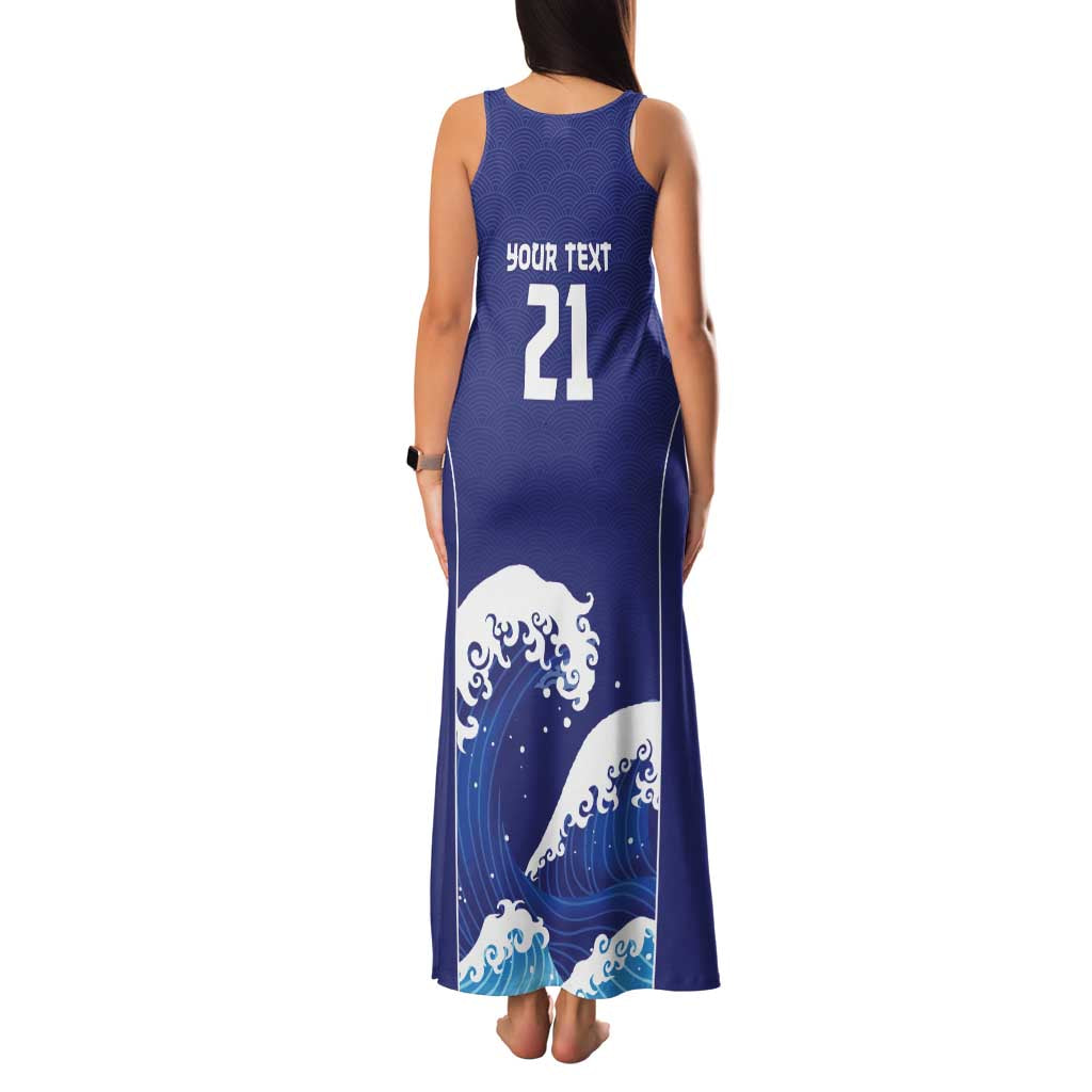 Japan Pacific Rugby Custom Family Matching Tank Maxi Dress and Hawaiian Shirt Go Sakura Japanese Wave Pattern