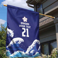 Japan Pacific Rugby Custom Garden Flag Go Sakura Japanese Wave Pattern