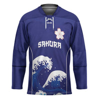 Japan Pacific Rugby Custom Hockey Jersey Go Sakura Japanese Wave Pattern - Polynesian Pride