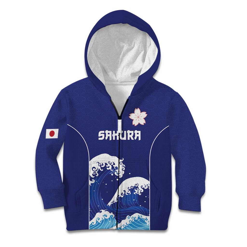 Japan Pacific Rugby Custom Kid Hoodie Go Sakura Japanese Wave Pattern