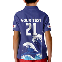 Japan Pacific Rugby Custom Kid Polo Shirt Go Sakura Japanese Wave Pattern