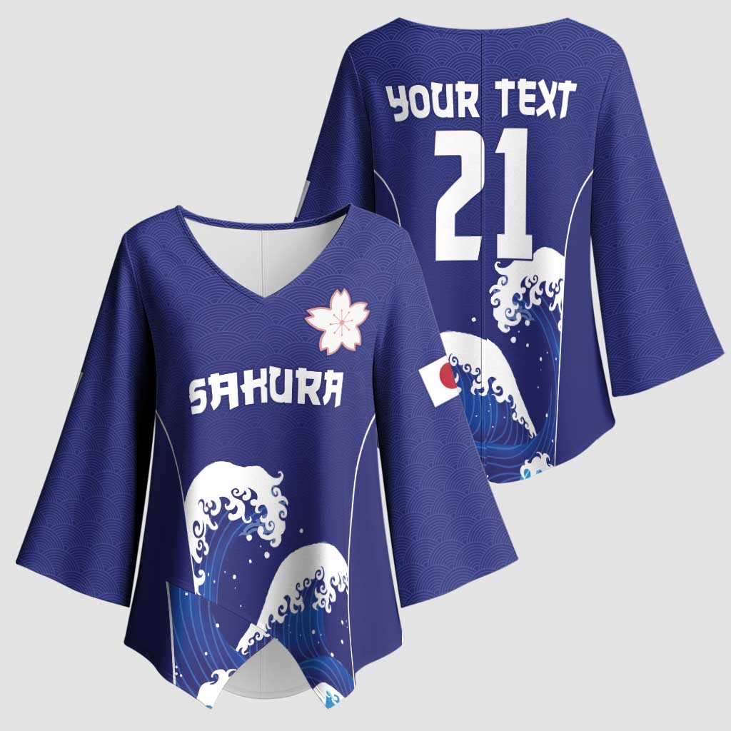 Japan Pacific Rugby Custom Kimono Sleeve Blouse Go Sakura Japanese Wave Pattern - Polynesian Pride