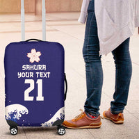 Japan Pacific Rugby Custom Luggage Cover Go Sakura Japanese Wave Pattern LT9 Blue - Polynesian Pride