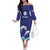 Japan Pacific Rugby Custom Off The Shoulder Long Sleeve Dress Go Sakura Japanese Wave Pattern