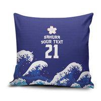 Japan Pacific Rugby Custom Pillow Cover Go Sakura Japanese Wave Pattern - Polynesian Pride