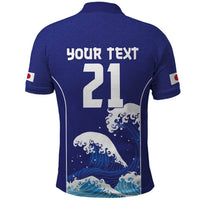 Japan Pacific Rugby Custom Polo Shirt Go Sakura Japanese Wave Pattern