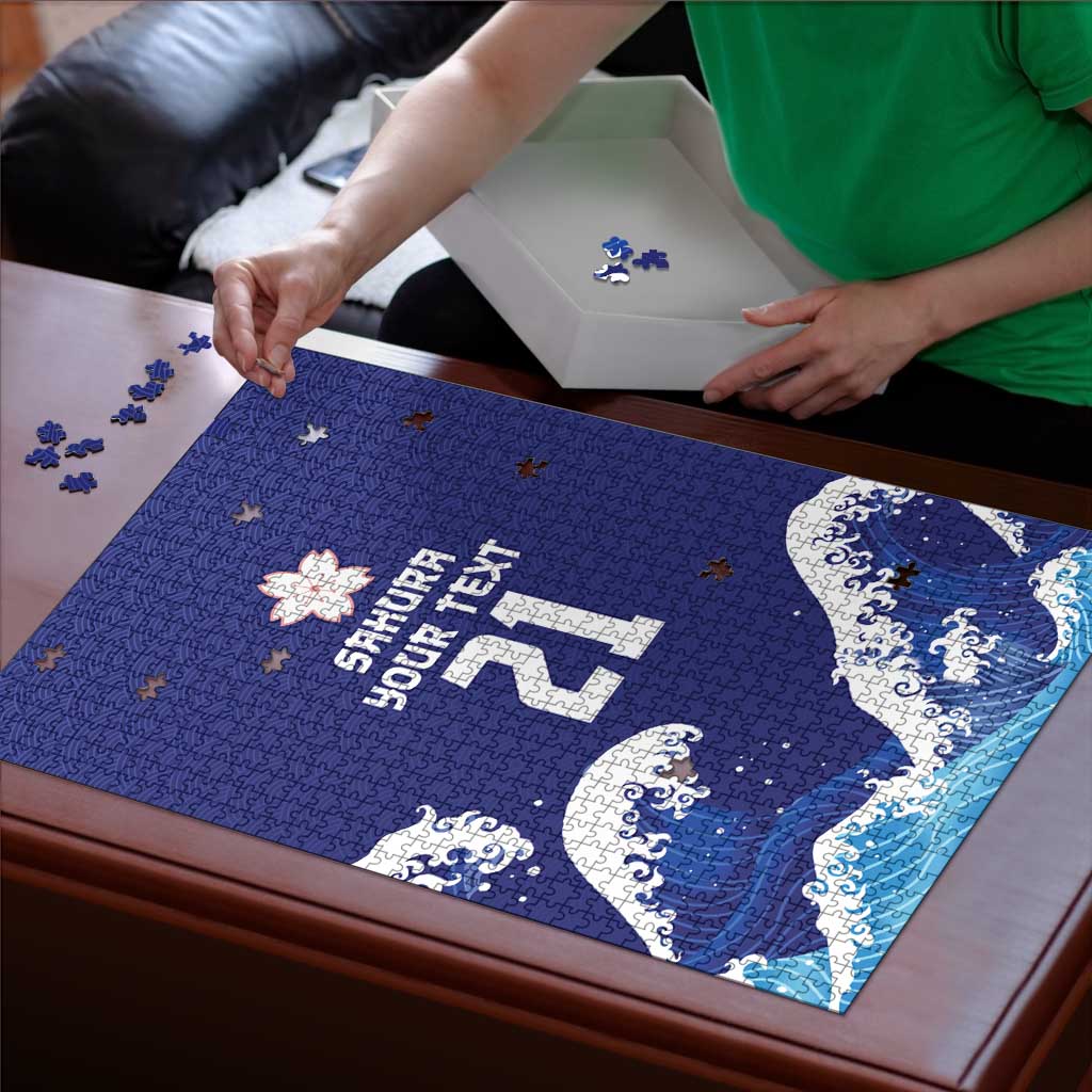 Japan Pacific Rugby Custom Puzzle Go Sakura Japanese Wave Pattern - Polynesian Pride