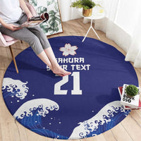 Japan Pacific Rugby Custom Round Carpet Go Sakura Japanese Wave Pattern