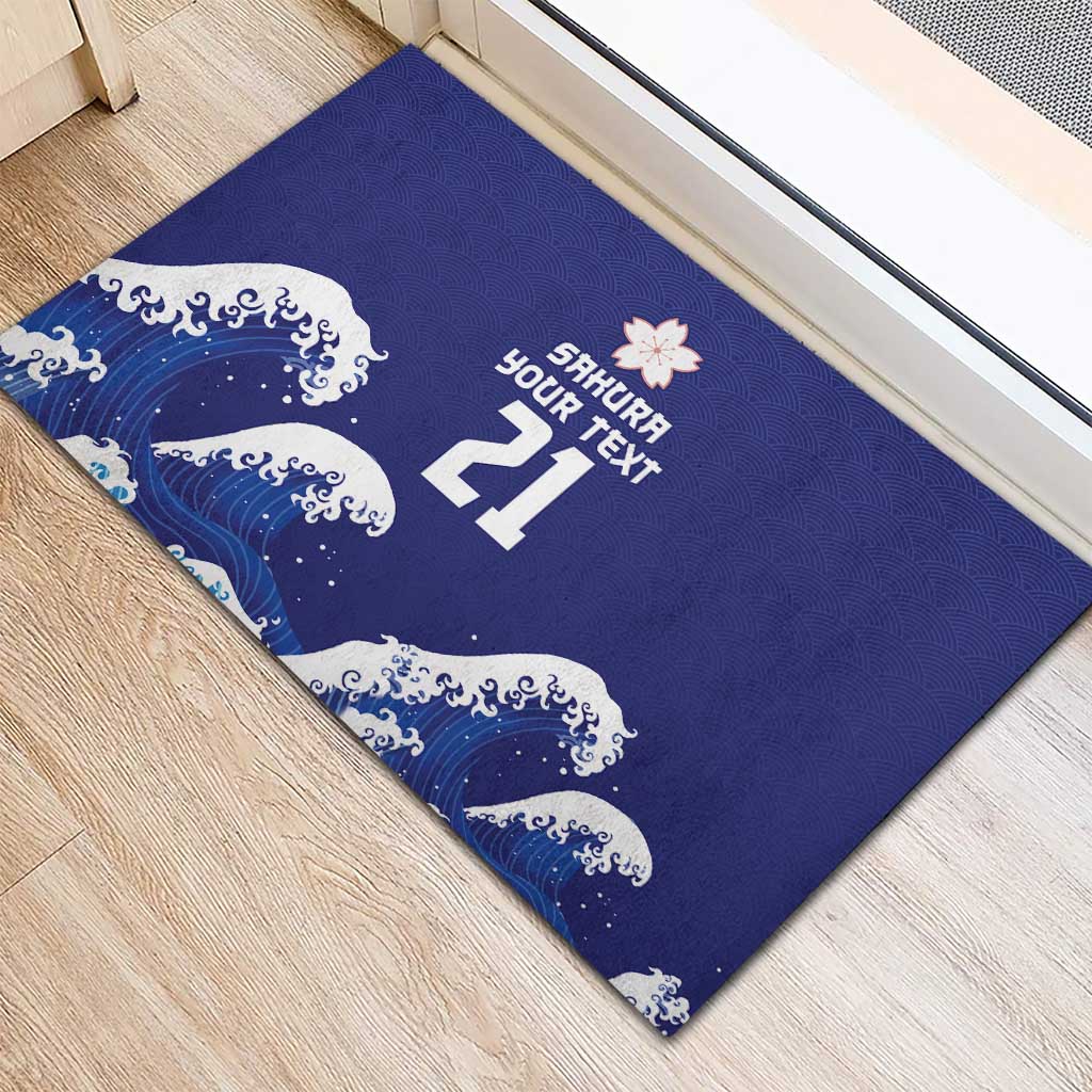 Japan Pacific Rugby Custom Rubber Doormat Go Sakura Japanese Wave Pattern LT9 - Polynesian Pride