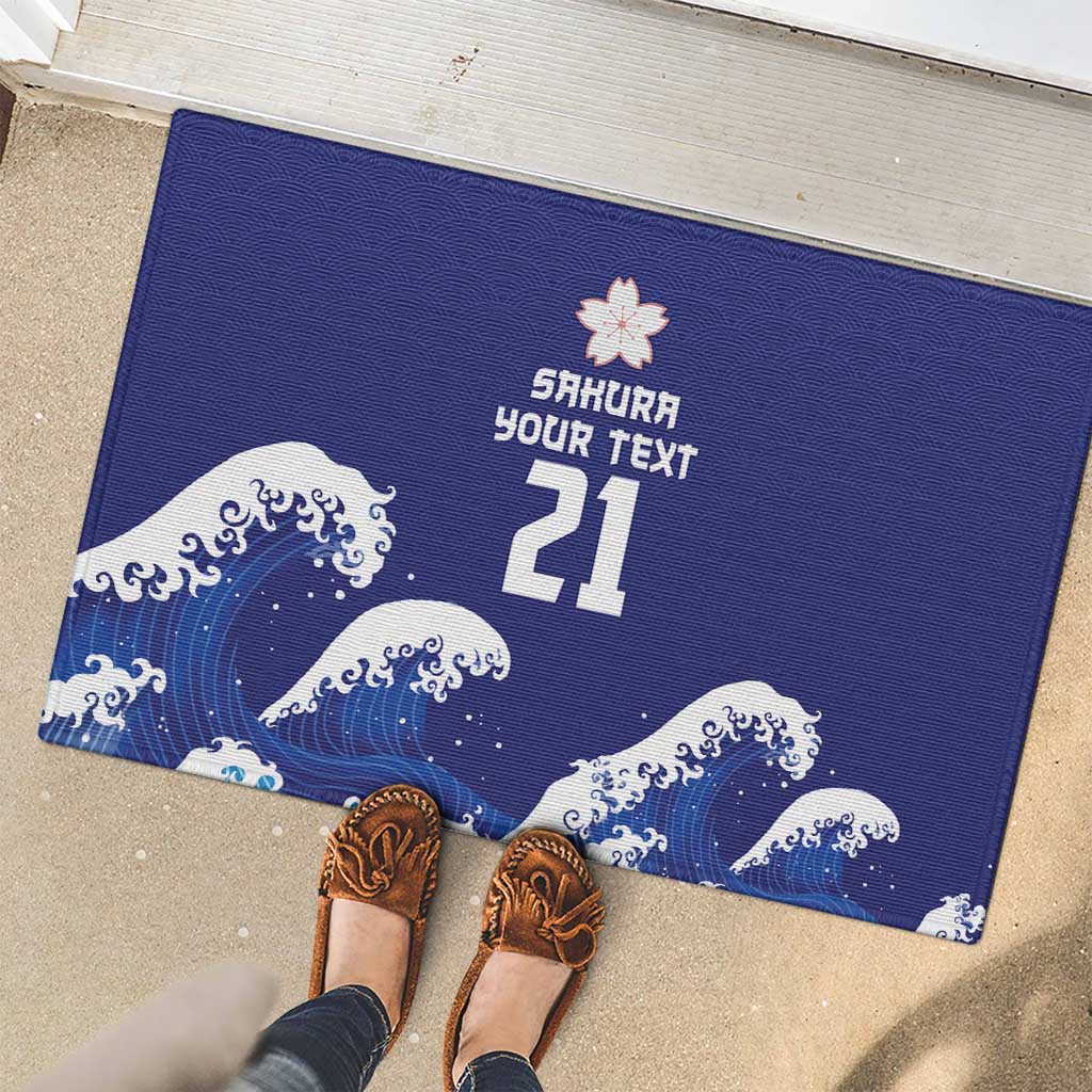 Japan Pacific Rugby Custom Rubber Doormat Go Sakura Japanese Wave Pattern LT9 - Polynesian Pride