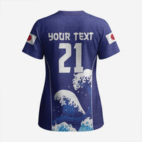 Japan Pacific Rugby Custom Scrub Top Go Sakura Japanese Wave Pattern - Polynesian Pride