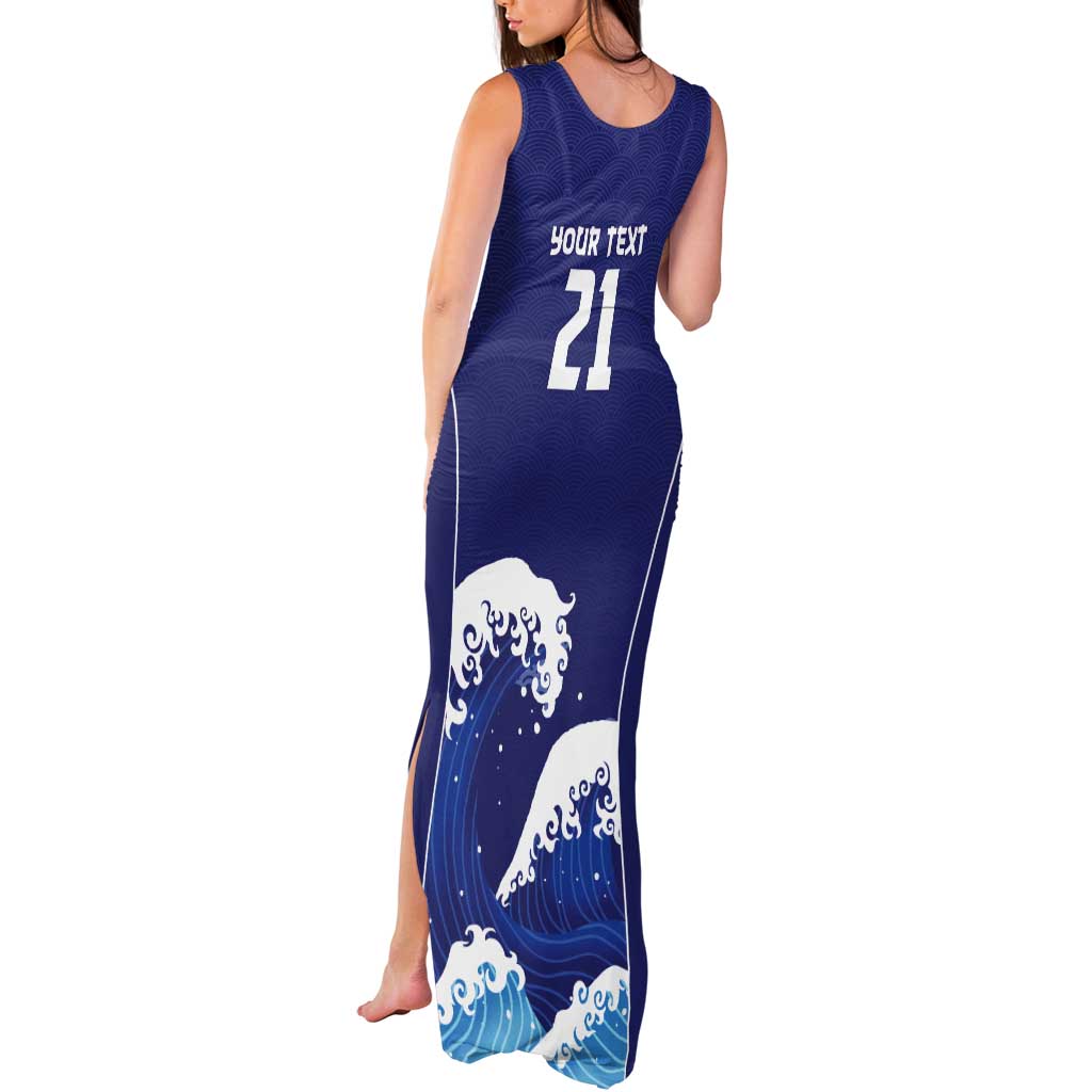 Japan Pacific Rugby Custom Tank Maxi Dress Go Sakura Japanese Wave Pattern