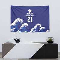 Japan Pacific Rugby Custom Tapestry Go Sakura Japanese Wave Pattern