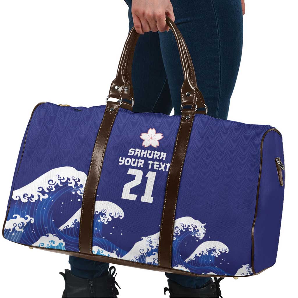Japan Pacific Rugby Custom Travel Bag Go Sakura Japanese Wave Pattern - Polynesian Pride