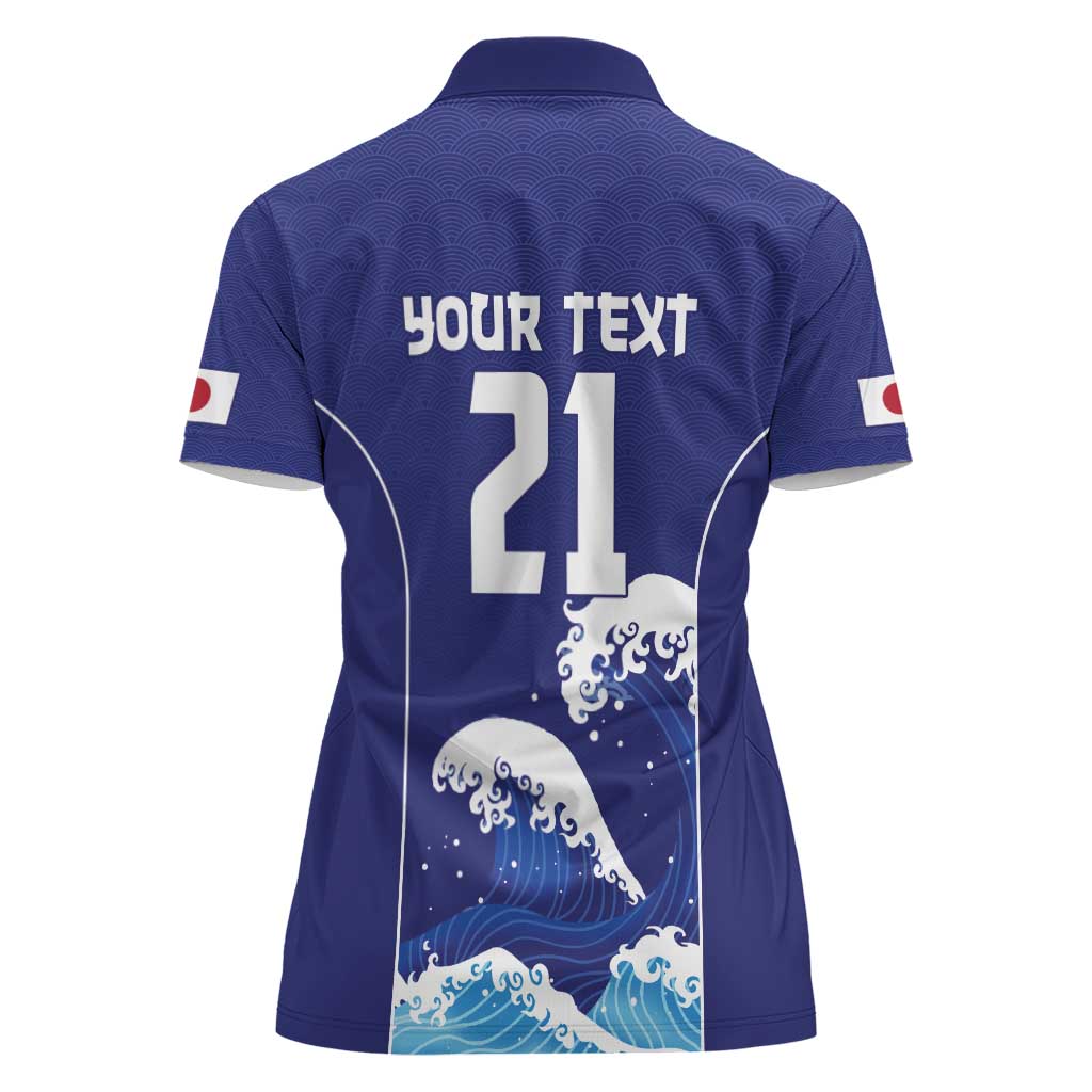Japan Pacific Rugby Custom Women Polo Shirt Go Sakura Japanese Wave Pattern