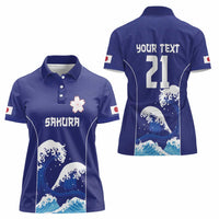 Japan Pacific Rugby Custom Women Polo Shirt Go Sakura Japanese Wave Pattern