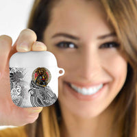 Japanese Samurai Warrior AirPods Case White Polynesian Tattoo Style - Polynesian Pride