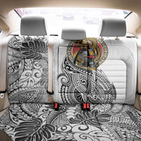 Japanese Samurai Warrior Back Car Seat Cover White Polynesian Tattoo Style