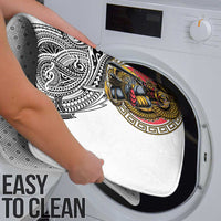 Japanese Samurai Warrior Bathroom Set White Polynesian Tattoo Style - Polynesian Pride