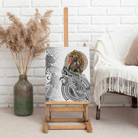 Japanese Samurai Warrior Canvas Wall Art White Polynesian Tattoo Style LT9 - Polynesian Pride