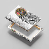 Japanese Samurai Warrior Canvas Wall Art White Polynesian Tattoo Style LT9 - Polynesian Pride