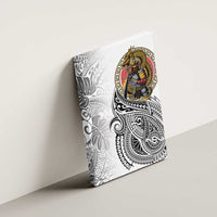 Japanese Samurai Warrior Canvas Wall Art White Polynesian Tattoo Style LT9 - Polynesian Pride
