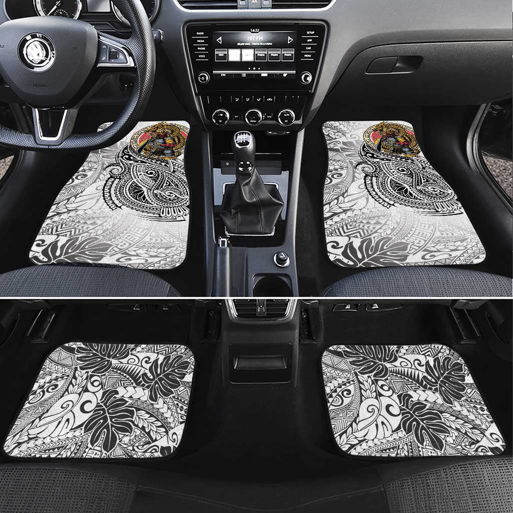 Japanese Samurai Warrior Car Mats White Polynesian Tattoo Style