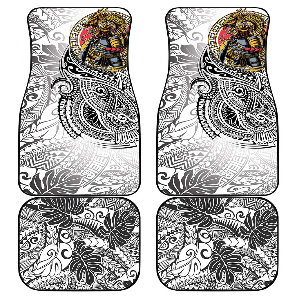 Japanese Samurai Warrior Car Mats White Polynesian Tattoo Style