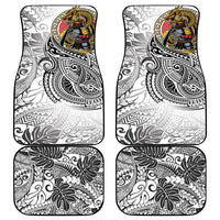 Japanese Samurai Warrior Car Mats White Polynesian Tattoo Style