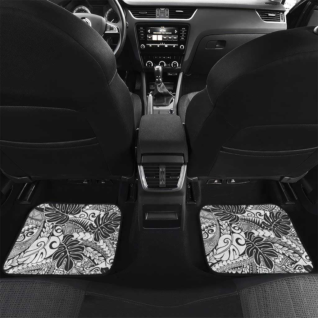 Japanese Samurai Warrior Car Mats White Polynesian Tattoo Style