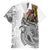 Japanese Samurai Warrior Family Matching Tank Maxi Dress and Hawaiian Shirt White Polynesian Tattoo Style
