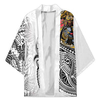 Japanese Samurai Warrior Kimono White Polynesian Tattoo Style - Polynesian Pride