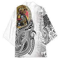 Japanese Samurai Warrior Kimono White Polynesian Tattoo Style - Polynesian Pride