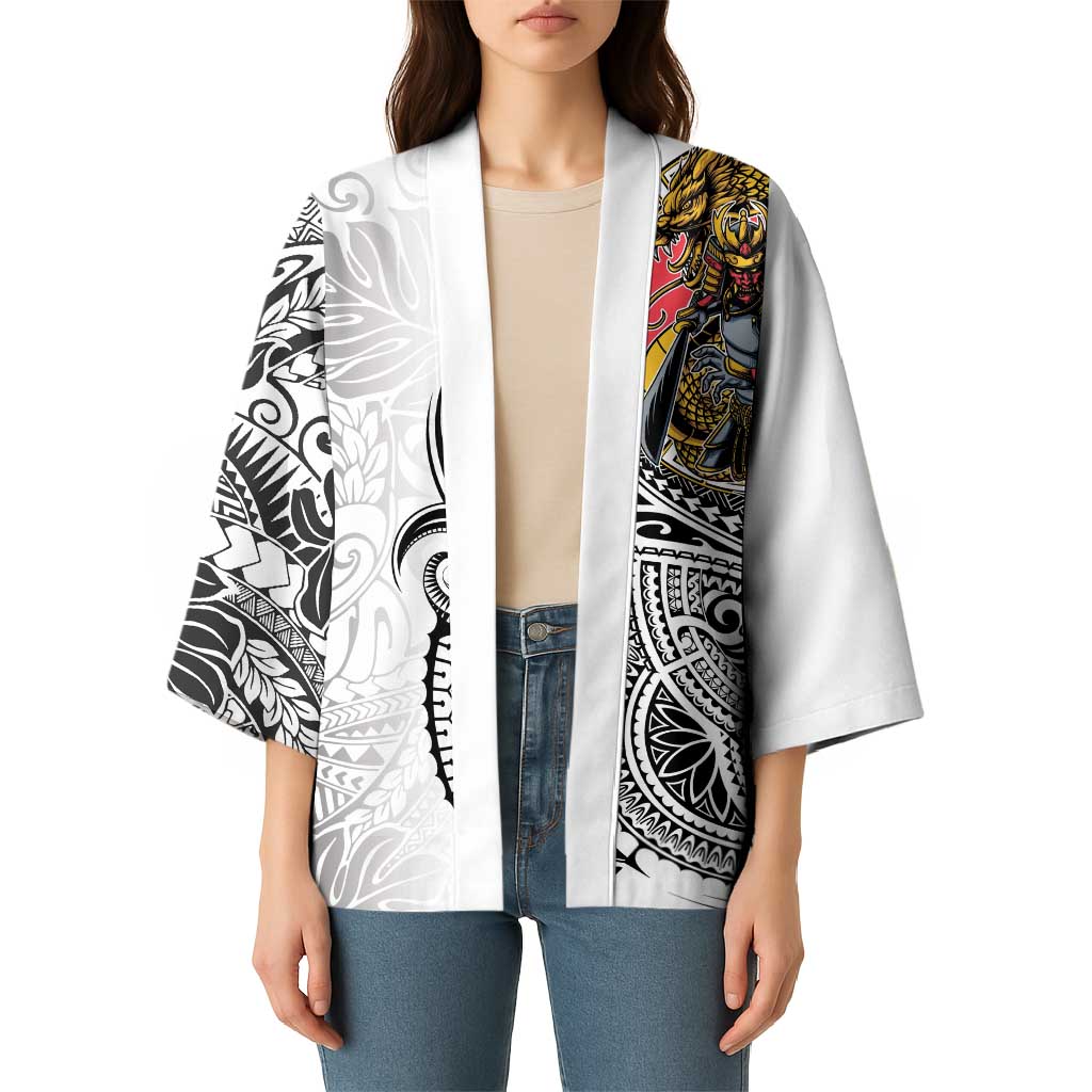 Japanese Samurai Warrior Kimono White Polynesian Tattoo Style - Polynesian Pride