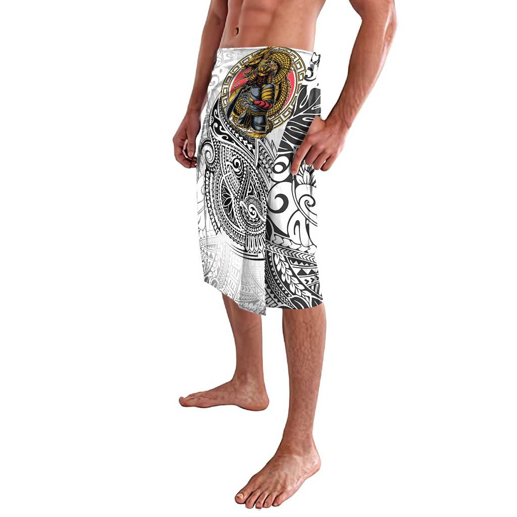Japanese Samurai Warrior Lavalava White Polynesian Tattoo Style