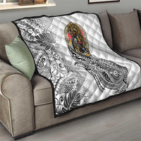 Japanese Samurai Warrior Quilt White Polynesian Tattoo Style LT9 - Polynesian Pride