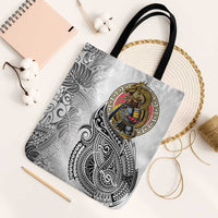 Japanese Samurai Warrior Tote Bag White Polynesian Tattoo Style - Polynesian Pride