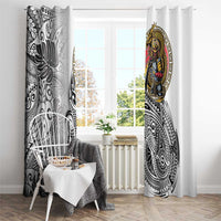 Japanese Samurai Warrior Window Curtain White Polynesian Tattoo Style