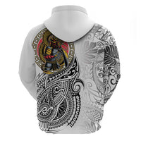 Japanese Samurai Warrior Zip Hoodie White Polynesian Tattoo Style LT9 - Polynesian Pride