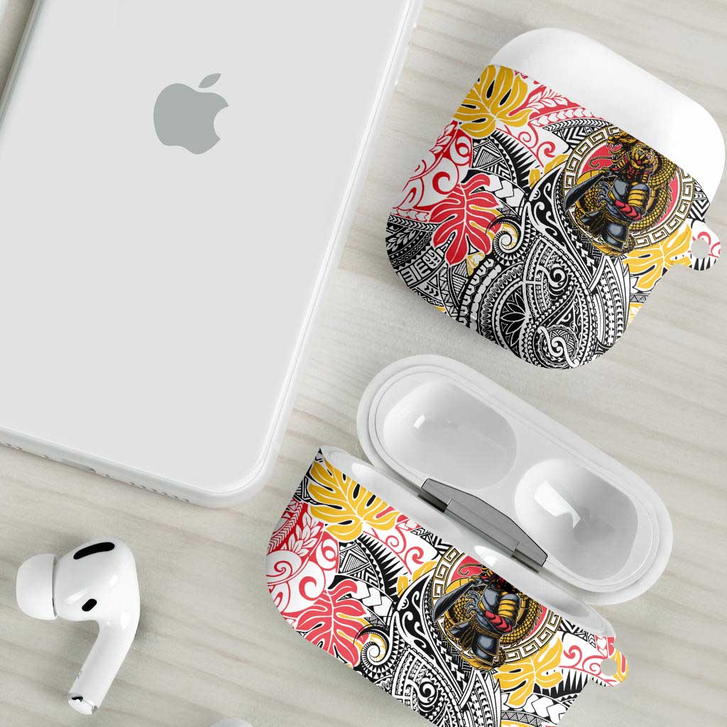 Japanese Samurai Warrior AirPods Case Colorful Polynesian Tattoo Style - Polynesian Pride