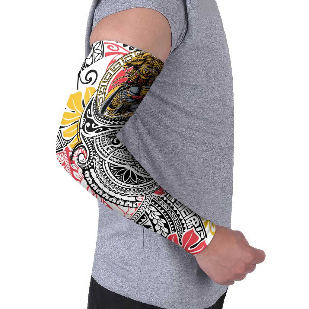 Japanese Samurai Warrior Arm Sleeves Colorful Polynesian Tattoo Style - Polynesian Pride